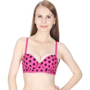 Hers By Herman Womens Pink Polka Dots Adjustable Strap Padded Push Up Bra Size 3